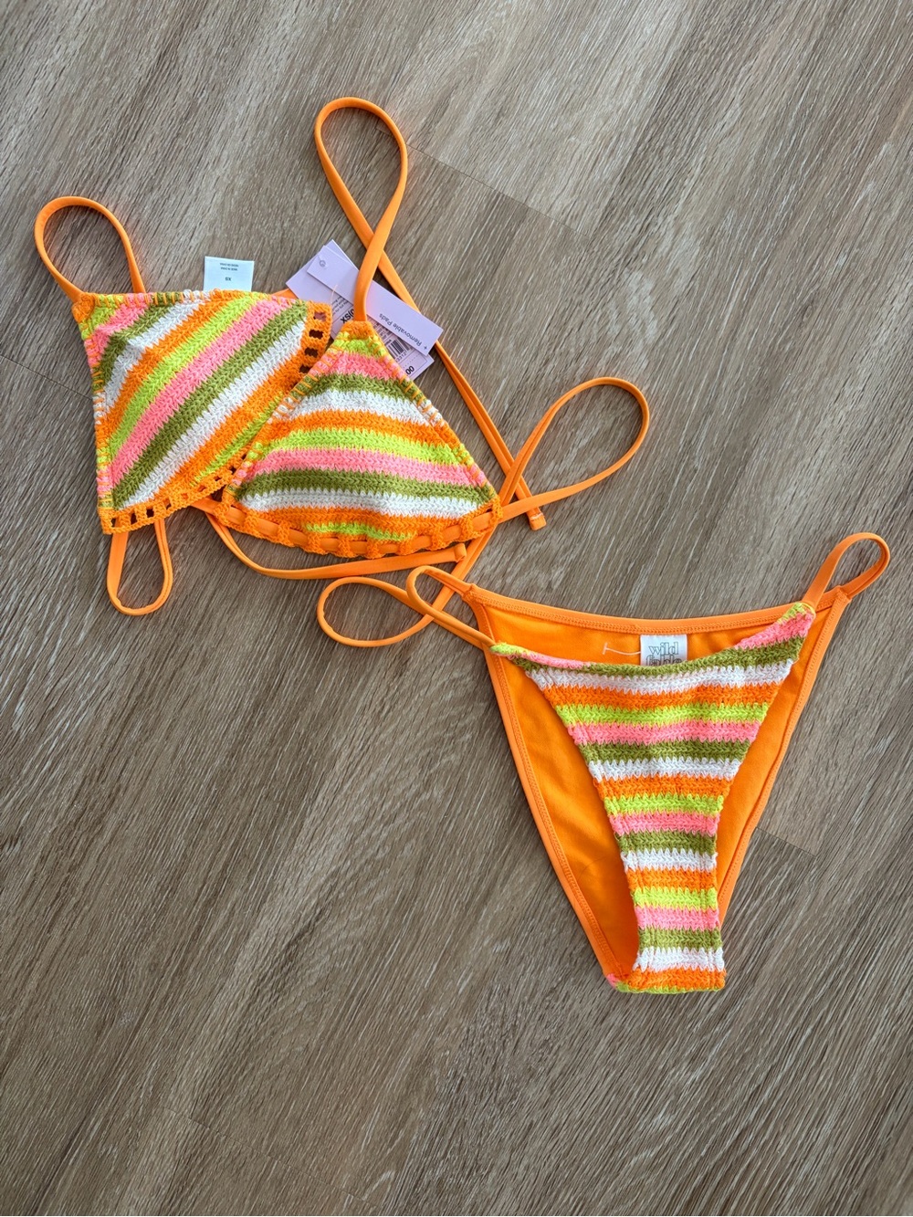 NWT WILD FABLE Crochet Striped Bikini